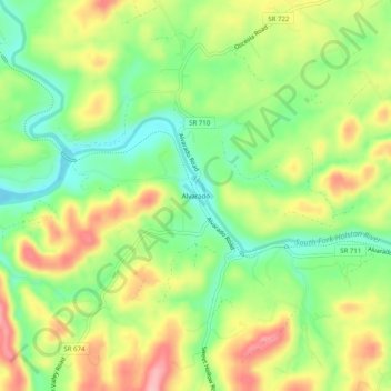 Mappa topografica Alvarado, altitudine, rilievo