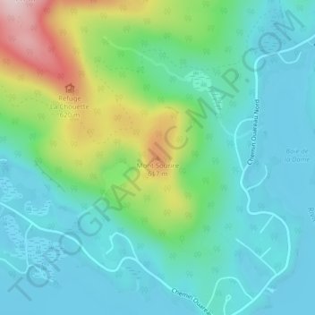 Mappa topografica Mont Sourire, altitudine, rilievo