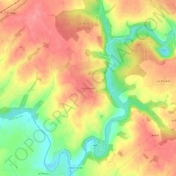 Mappa topografica Le Fuiteau, altitudine, rilievo