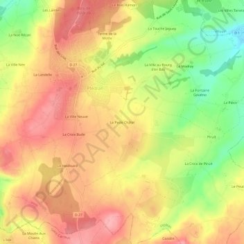 Mappa topografica Le Pesle Châtel, altitudine, rilievo