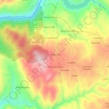 Mappa topografica Porto do Carro, altitudine, rilievo