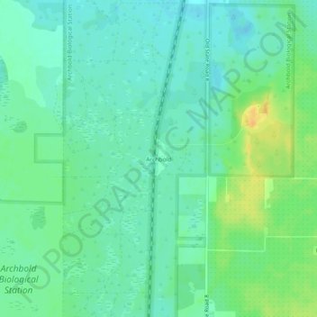 Mappa topografica Archbold, altitudine, rilievo