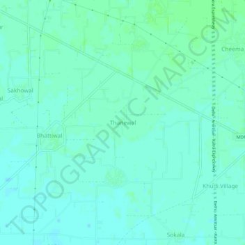 Mappa topografica Thanewal, altitudine, rilievo