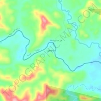Mappa topografica Dayuno, altitudine, rilievo