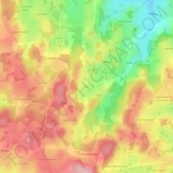 Mappa topografica Pix, altitudine, rilievo
