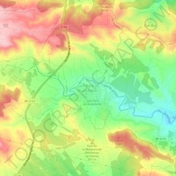 Mappa topografica Sant Pere de Riudebitlles, altitudine, rilievo
