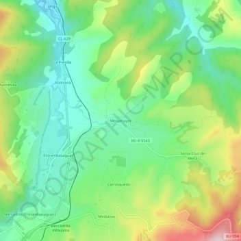 Mappa topografica Menamayor, altitudine, rilievo