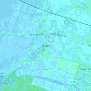 Mappa topografica Kating, altitudine, rilievo
