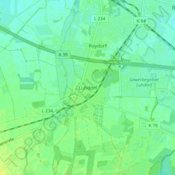 Mappa topografica Luhdorf, altitudine, rilievo