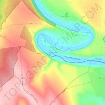 Mappa topografica Butuceni, altitudine, rilievo