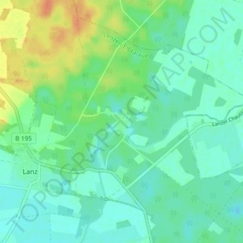 Mappa topografica Gadow, altitudine, rilievo
