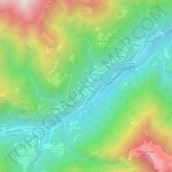 Mappa topografica Calasca Dentro, altitudine, rilievo