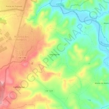 Mappa topografica Vale Pepino, altitudine, rilievo