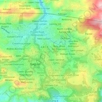 Mappa topografica Holy Ghost Proper, altitudine, rilievo