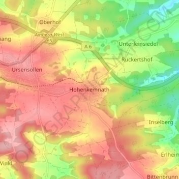 Mappa topografica Hohenkemnath, altitudine, rilievo