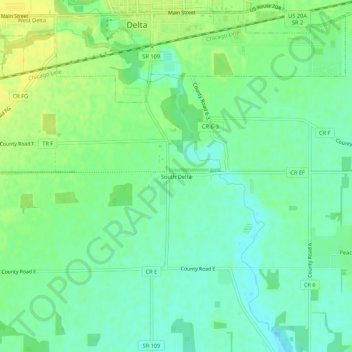 Mappa topografica South Delta, altitudine, rilievo