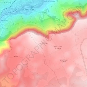 Mappa topografica Les Combets, altitudine, rilievo
