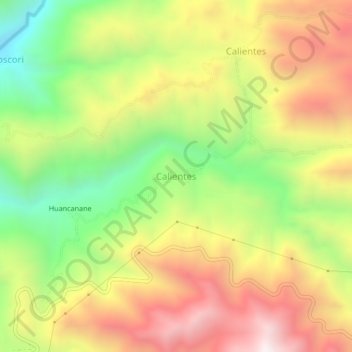 Mappa topografica Calientes, altitudine, rilievo