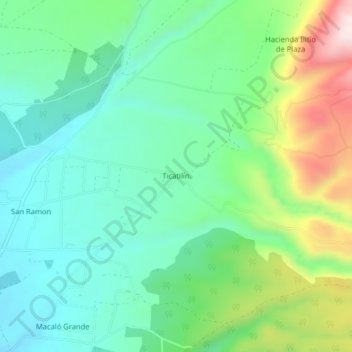Mappa topografica Ticatilín, altitudine, rilievo