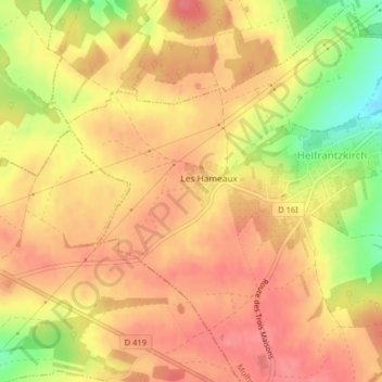 Mappa topografica Allemend, altitudine, rilievo