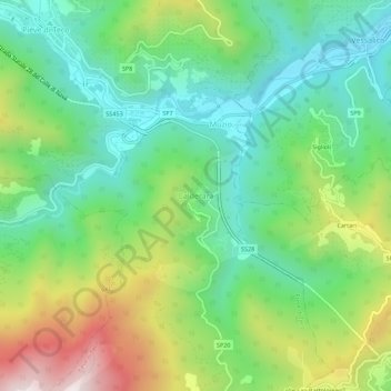 Mappa topografica Calderara, altitudine, rilievo
