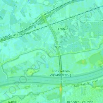 Mappa topografica Ooij, altitudine, rilievo