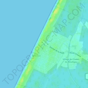 Mappa topografica Labenne-Océan, altitudine, rilievo