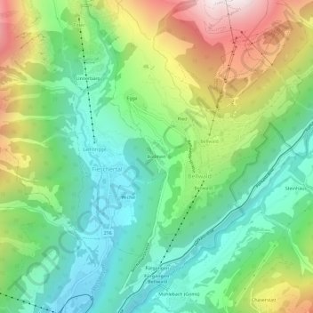 Mappa topografica Bodmen, altitudine, rilievo