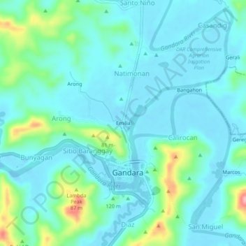 Mappa topografica Emilia, altitudine, rilievo