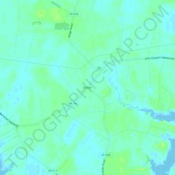 Mappa topografica Foster, altitudine, rilievo