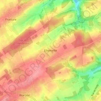 Mappa topografica Ellemelle, altitudine, rilievo