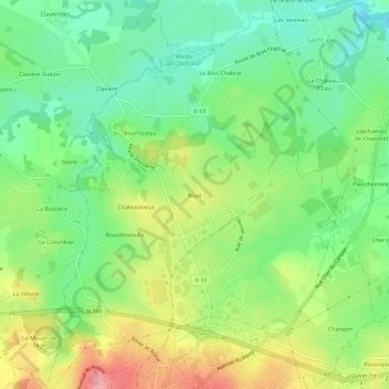 Mappa topografica Réjat, altitudine, rilievo