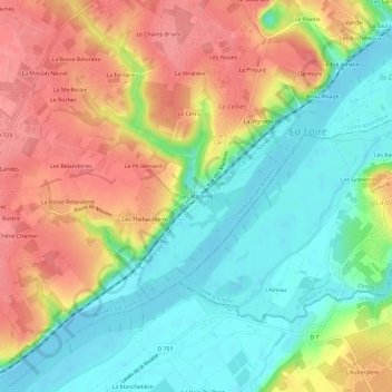 Mappa topografica Les Mazères, altitudine, rilievo