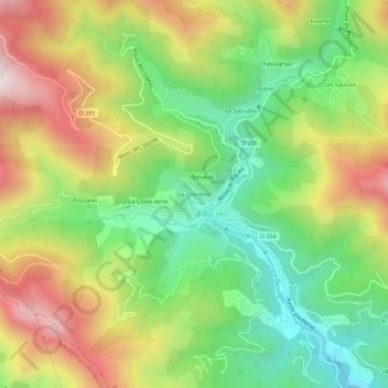 Mappa topografica La Croisette, altitudine, rilievo
