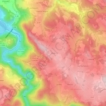 Mappa topografica Trevas, altitudine, rilievo
