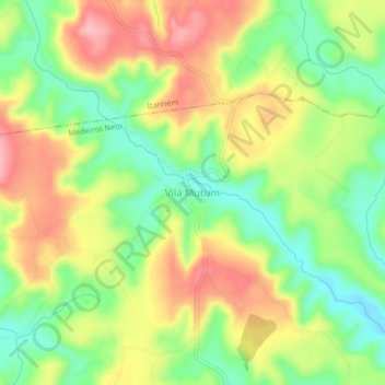Mappa topografica Vila Mutum, altitudine, rilievo
