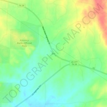 Mappa topografica Grit, altitudine, rilievo