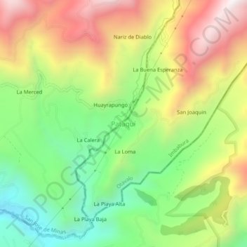 Mappa topografica Pataquí, altitudine, rilievo