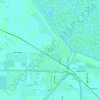Mappa topografica Washington Park, altitudine, rilievo
