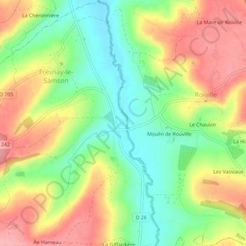 Mappa topografica Fort Fresnay, altitudine, rilievo