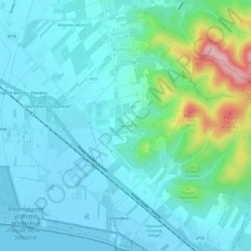 Mappa topografica Vignale, altitudine, rilievo