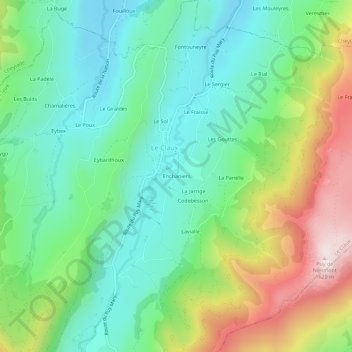 Mappa topografica Enchaniers, altitudine, rilievo