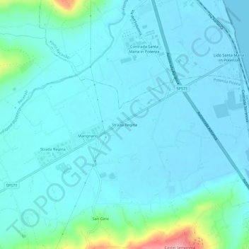 Mappa topografica Strada Regina, altitudine, rilievo