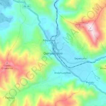 Mappa topografica Quinsapuquio, altitudine, rilievo