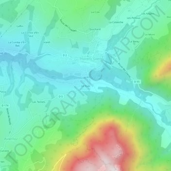 Mappa topografica Le Vuaz, altitudine, rilievo