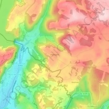 Mappa topografica Chassagne, altitudine, rilievo