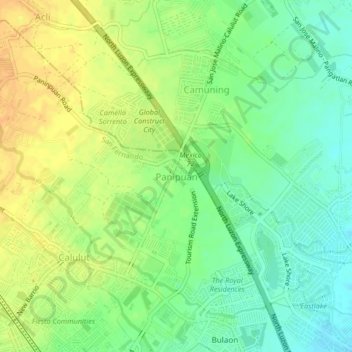 Mappa topografica Panipuan, altitudine, rilievo