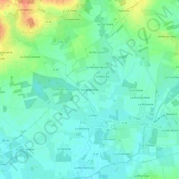 Mappa topografica La Haubellerie, altitudine, rilievo