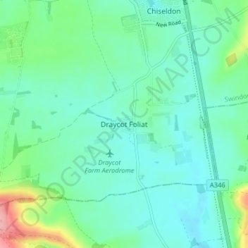 Mappa topografica Draycot Foliat, altitudine, rilievo