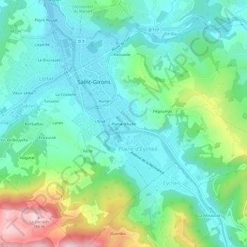 Mappa topografica Plaine d'Aulot, altitudine, rilievo